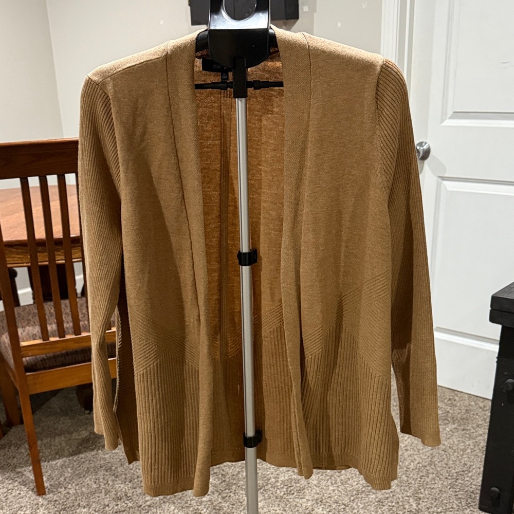 Chloe + Jasmine Camel Open-Front Cardigan